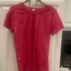 Athleta Seamless Short Sleeve Tee bold pink sz S